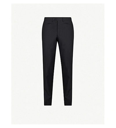 Oscar Jacobson Slim-fit Tapered Wool Trousers In Black
