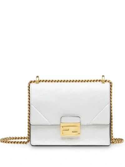 Fendi Small Kan U Leather Shoulder Bag In White