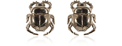 Bernard Delettrez Earrings Scarab Bronze Earrings In Doré