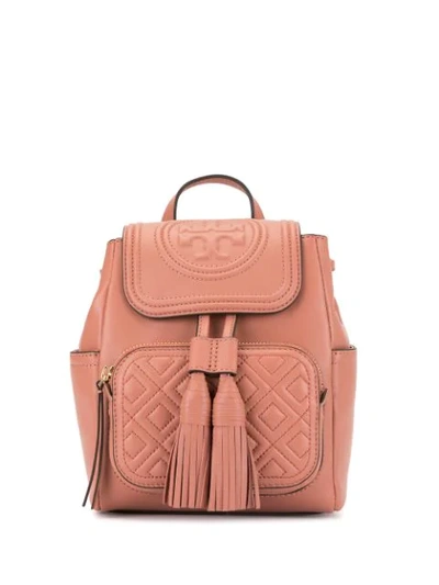 Tory Burch Fleming Mini Leather Backpack In 235 Tramonto