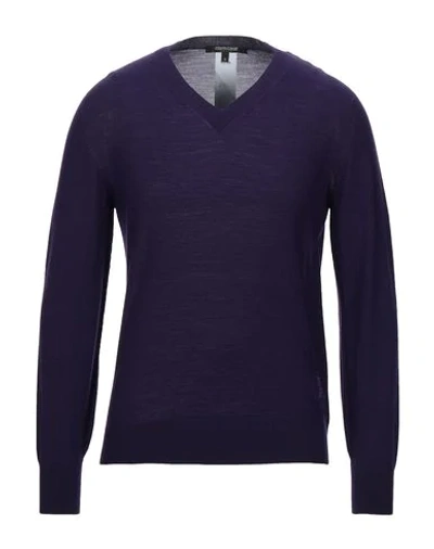 Roberto Cavalli Midnight V Neck Wool Sweater In Purple