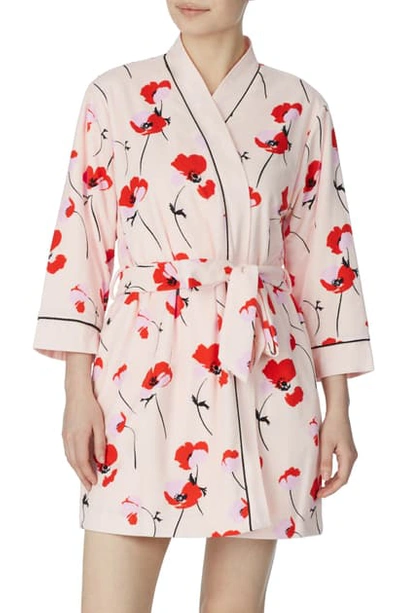 Kate Spade Print Short Terry Robe In Falling Poppies