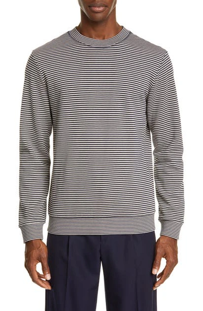 Apc Malo Stripe Crewneck Sweatshirt In Dark Navy