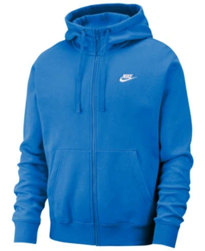 Nike Men's Club Fleece Full-zip Hoodie In Blue/white