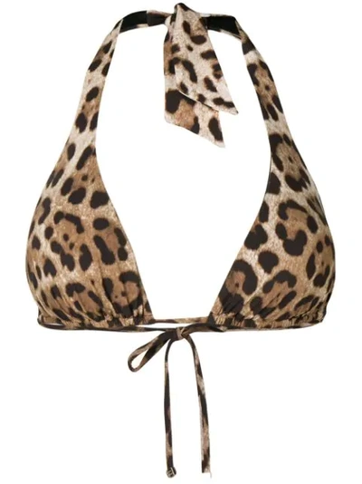 Dolce & Gabbana Leopard-print Halterneck Triangle Bikini Top In Leo Print