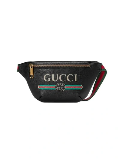 Gucci Printed Leather Belt Bag In Black