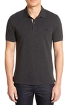 Burberry Short-sleeve Oxford Polo Shirt, Dark Charcoal Melange In Dark Charcoal Grey