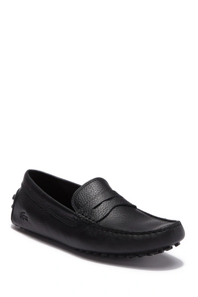 Lacoste Concours 118 Leather Moc Driver In Black