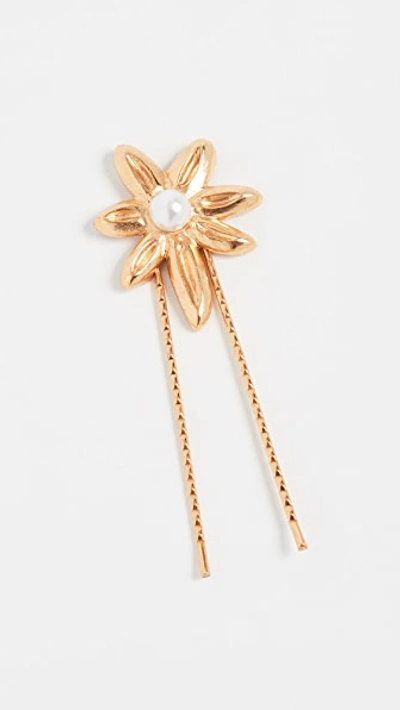 Oscar De La Renta Star Faux Pearl-embellished Hairpin In Gold