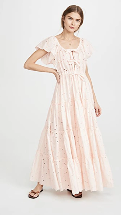 Innika Choo Alotta Gud Eyelet Maxi Dress In Blush | ModeSens