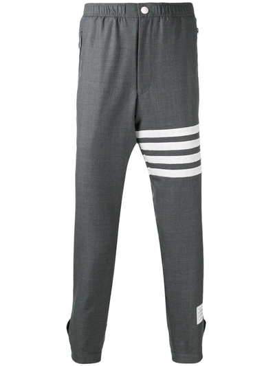 Thom Browne Snap Front Elastic Waist Track Trouser In Grey