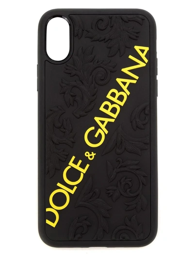 Dolce & Gabbana Debossed Logo Iphone Case In Black