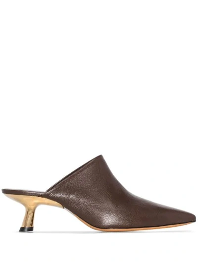 Simon Miller Kicker Textured-leather Mules In Brown