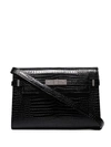 Saint Laurent Manhattan Croc-effect Shoulder Bag In Black