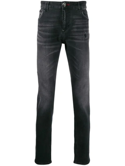 Philipp Plein Slim Fit Statement Jeanss In Black