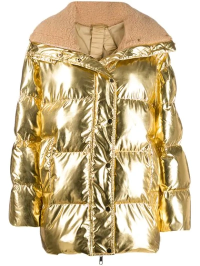 P.a.r.o.s.h Metallic Puffer Jacket In Gold
