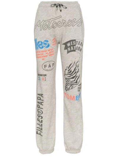 Filles À Papa Slogan Print Track Trousers In Grey