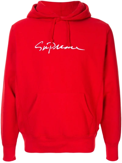 Supreme Logo Hoodie In Red