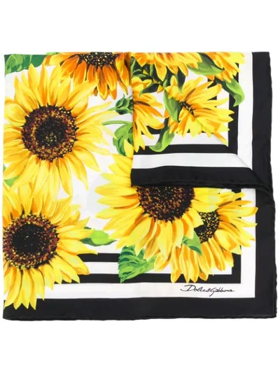 Dolce & Gabbana Sunflower-print Silk Scarf In Hahh9 Girasoli Fdo Panna