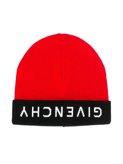 Givenchy Reverse Logo Beanie In Red