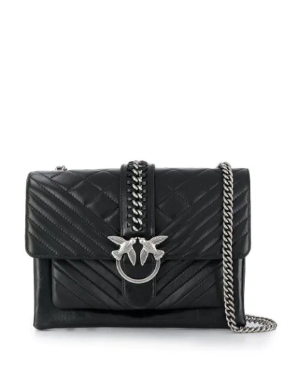 Pinko Quilted Effect Shoulder Bag In Z99 Nero Limousine