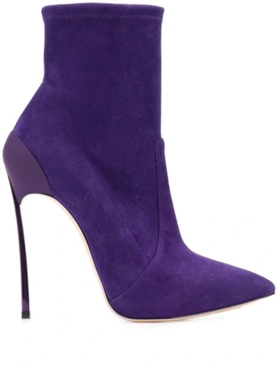 Casadei High Heel Sock Boots In Purple