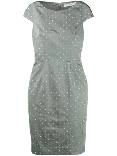 Pre-owned Dior  Polka Dots Fitted Dress In Grey