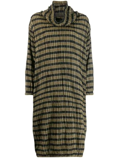 Pre-owned Issey Miyake 1980's Check Dress In Green