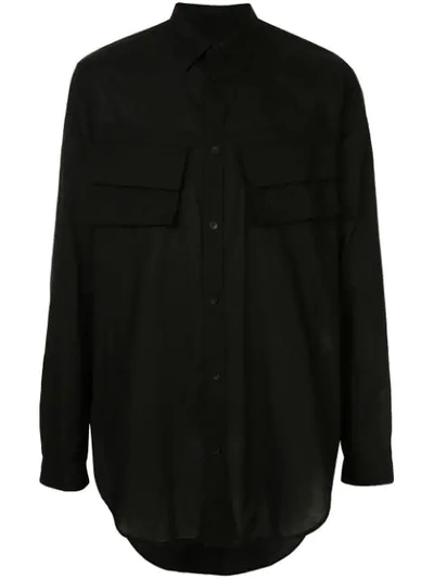 Julius Oversized Long-sleeved Shirt In Black