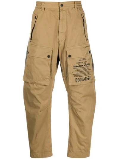 Dsquared2 Script Print Utility Trousers In Brown