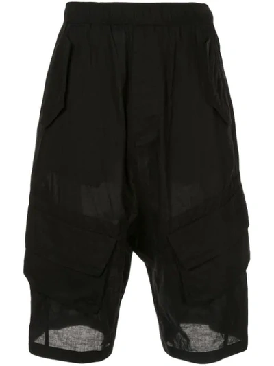 Julius Drop-crotch Cargo Shorts In Black