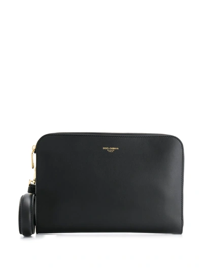 Dolce & Gabbana Monreale Logo Clutch Bag In Black
