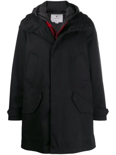 Woolrich Hooded Duffle Coat In Black