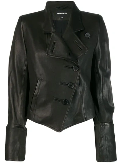 Ann Demeulemeester Asymmetrical Leather Jacket In Black