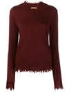 Uma Wang Raw Edge Cashmere Sweater In Red