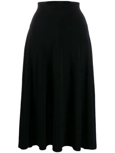 Norma Kamali Flared Midi Skirt In Black