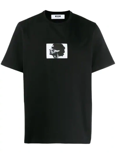 Msgm Portrait Logo T-shirt In Black