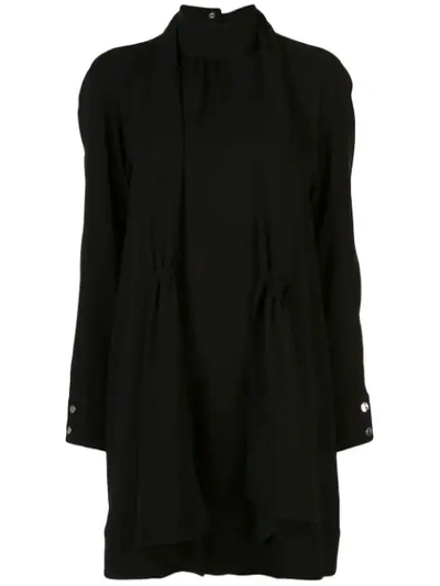 Tibi Modern Drape Shirred Dress In Black