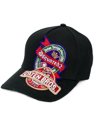 Dsquared2 Beaded Patch Baseball Cap In Black