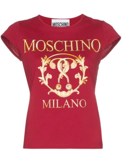 Moschino Cap-sleeve Logo T-shirt In Red