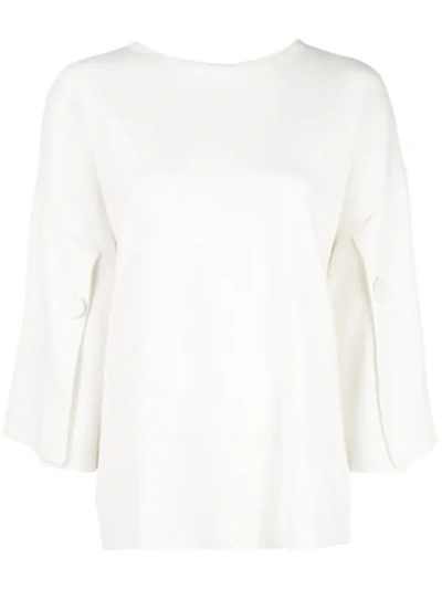 Adam Lippes Slit Sleeve Knitted Top In White