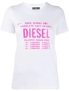 Diesel Faded Logo Print T-shirt In White