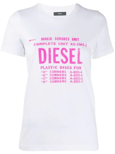 Diesel Faded Logo Print T-shirt In White
