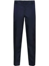 Prada Gabardine Cropped Trousers In Blue