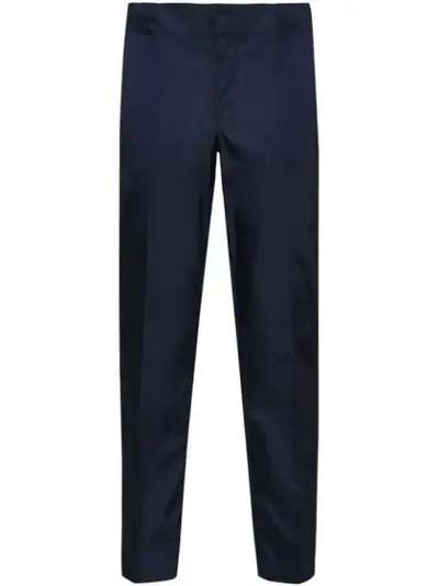 Prada Gabardine Cropped Trousers In Blue