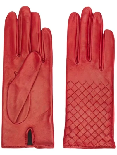 Bottega Veneta Handschuhe Mit Intrecciato-muster In Red