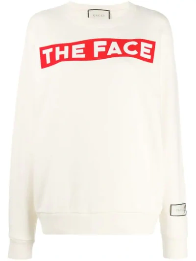 Gucci The Face Print Sweatshirt In Neutrals
