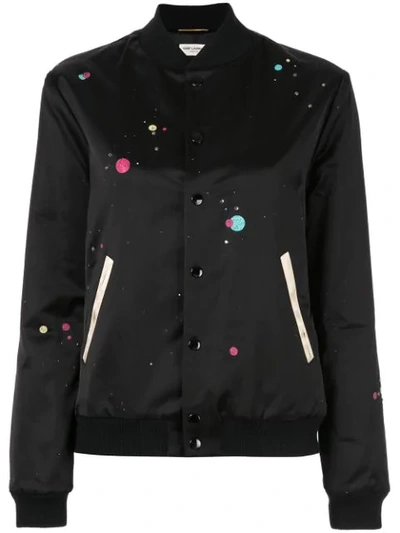 Saint Laurent Space Print Bomber Jacket - Black