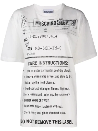 Moschino Care Label-print Cotton-jersey T-shirt In White