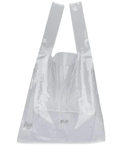 Maison Margiela Transparent Numbers Shopping Tote In White
